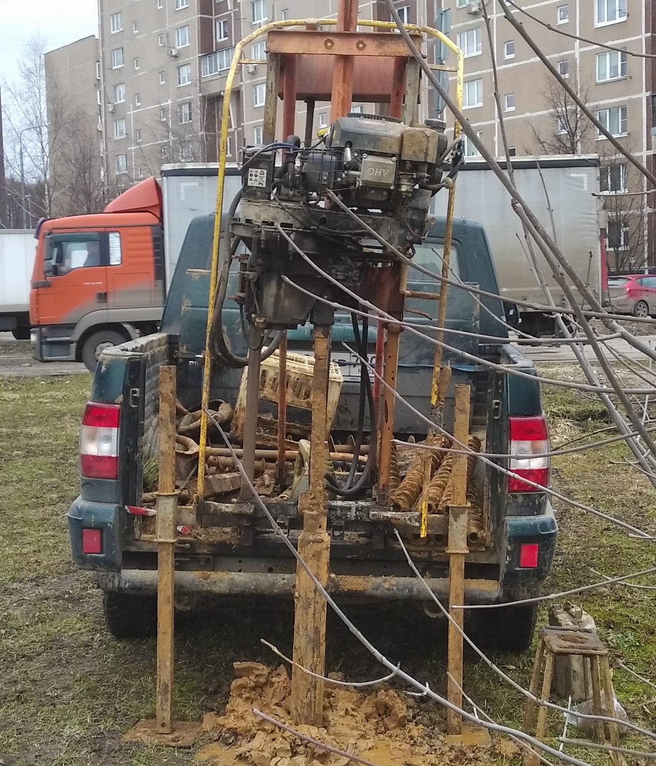 Геологические изыскания на трассе, в районе Южное Бутово